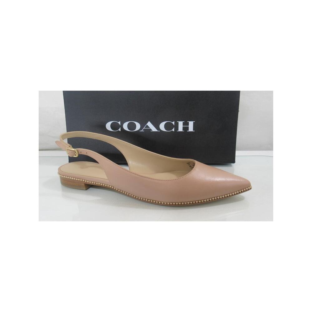 Coach Claire Leather Skimmer Slingback Flat Sandals Pale Blush Size 8.5